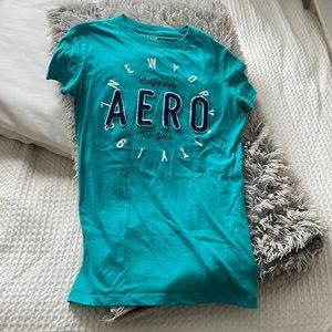 Cute Aeropostale t shirt! Color is blueish green w detailed bust letters 🤪